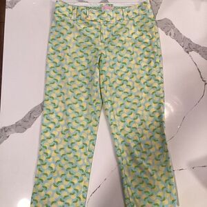 Lilly Pulitzer Sz 8 Lemons Capri Cotton Pockets Lightweight Beach Fun